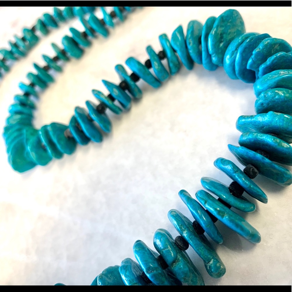 Huge Long Kingman Mine Turquoise Necklace